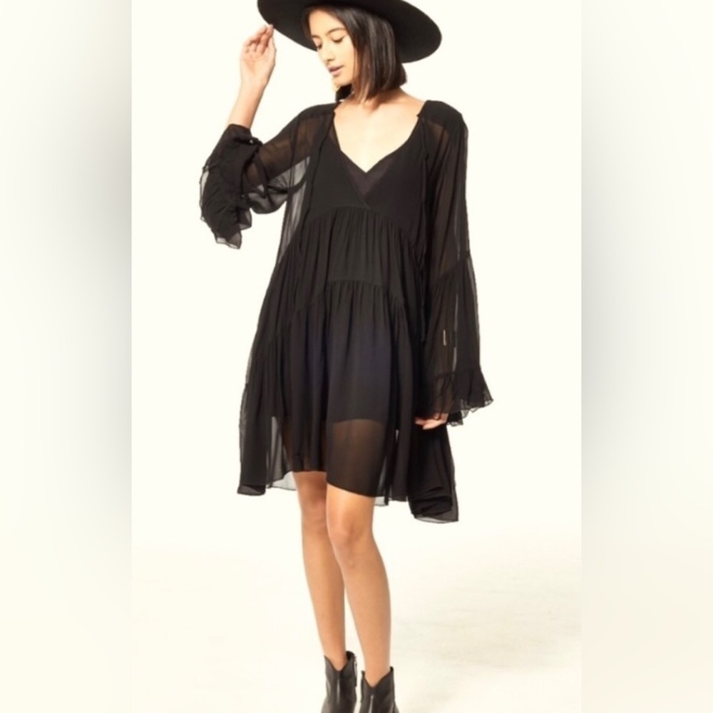 Young Fabulous & Broke Rosa Sheer Black Mini Dress | XS
